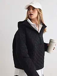 W CROPPED QUILTED ANORAK - BLACK Model01 Small1x1