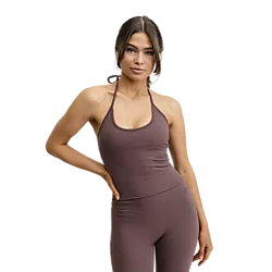 Butter Soft Halterneck Top - Dark Mauve Model01 Small1x1