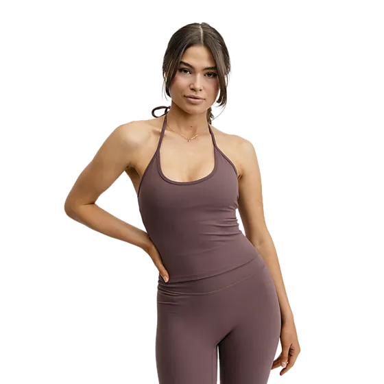404983102101 DROP OF MINDFULNESS Butter Soft Halterneck Top 404983102101 DROP OF MINDFULNESS Butter Soft Halterneck Top Model01 Detail