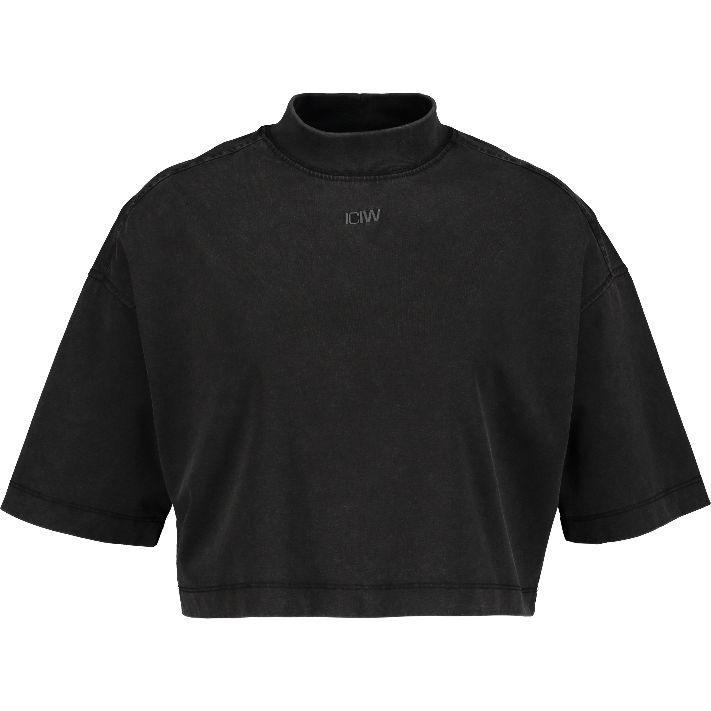 
ICANIWILL, 
E Everyday Cropped Mock Neck T-Shirt, 
Detail 1
