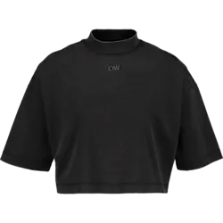 E Everyday Cropped Mock Neck T-Shirt - Stonewashed Black Standard Small1x1