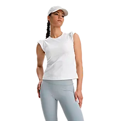 W Soft Fitness Frill Top - Soft White Model01 Small1x1