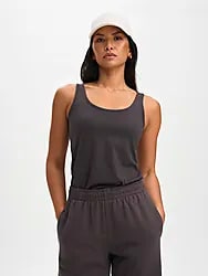 W SLIM FIT SINGLET - BROWN SLATE Model01 Small1x1