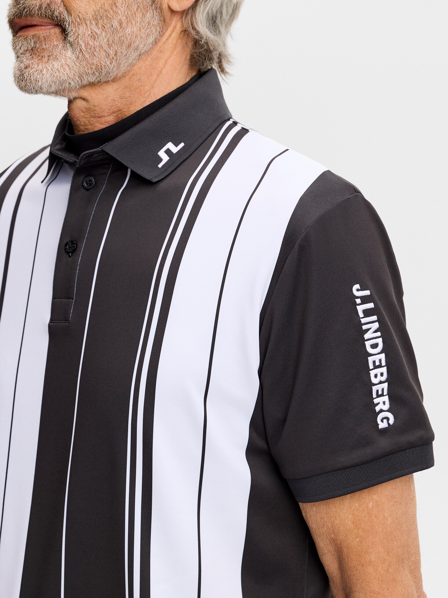 J LINDEBERG, 30Y TOUR TECH STRIPED POLO