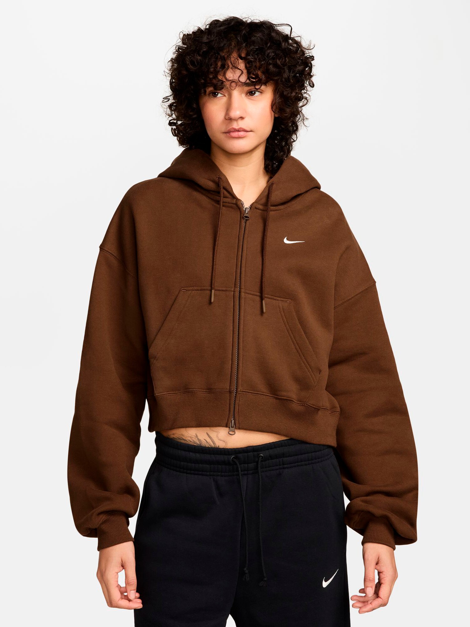 
NIKE, 
W STUDIO FLEECE OVERSIZE CROP FZ HOOD, 
Detail 1

