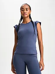 W Soft Fitness Frill Top - BLUE INDIGO Model01 Small1x1
