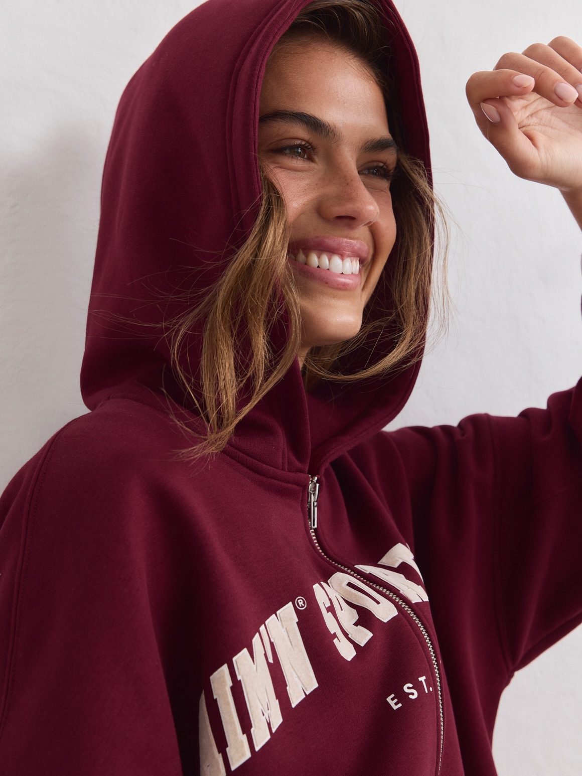 AIM&acute;N, W VARSITY SWEAT ZIP HOOD