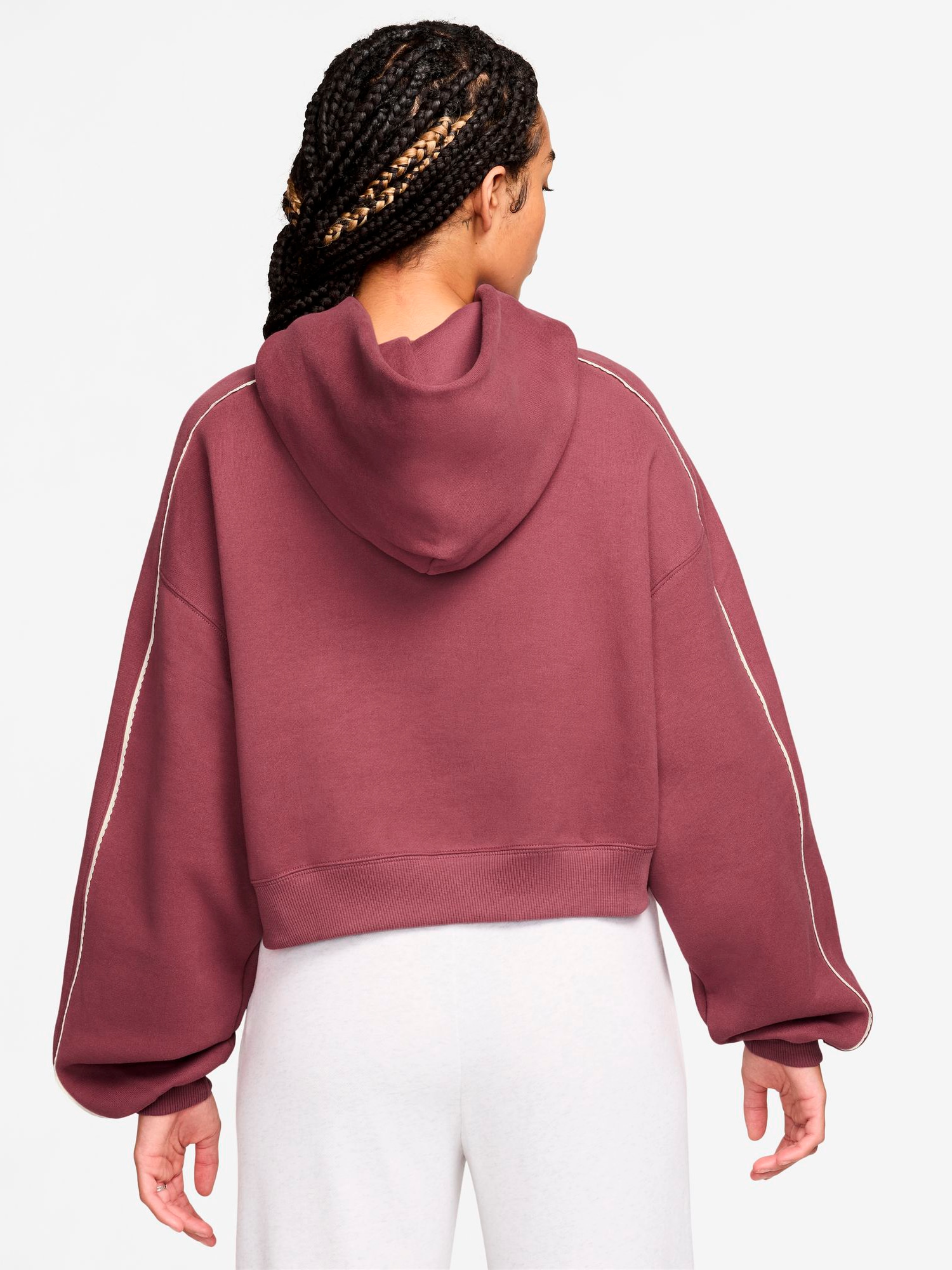 NIKE, W STUDIO FLEECE OVERSIZE SCALLOP-TRIM HOODIE