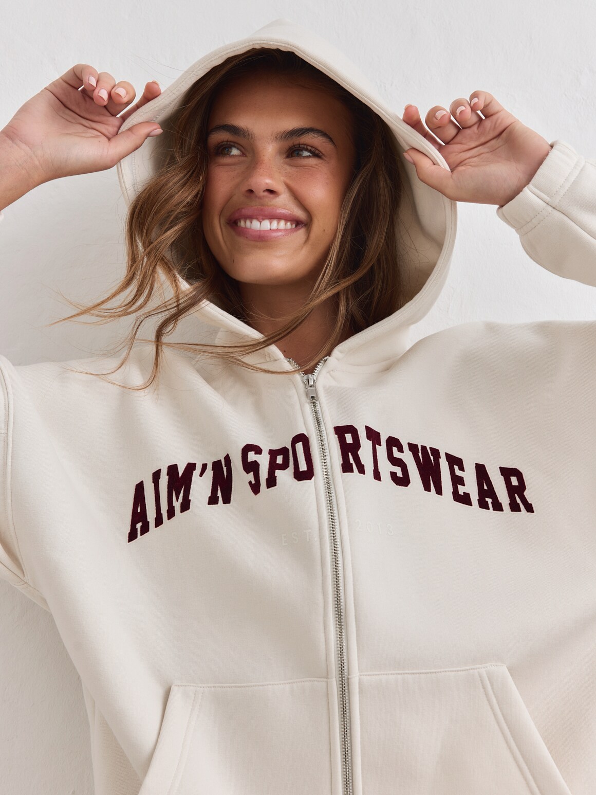 AIM&acute;N, W VARSITY SWEAT ZIP HOOD
