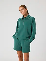 W STUDIO SOFT HALFZIP SWEATSHIRT - MALLARD GREEN Model01 Small1x1