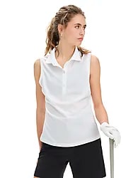 GOLF MESH SLEEVELESS POLO W - WHITE Model01 Small1x1